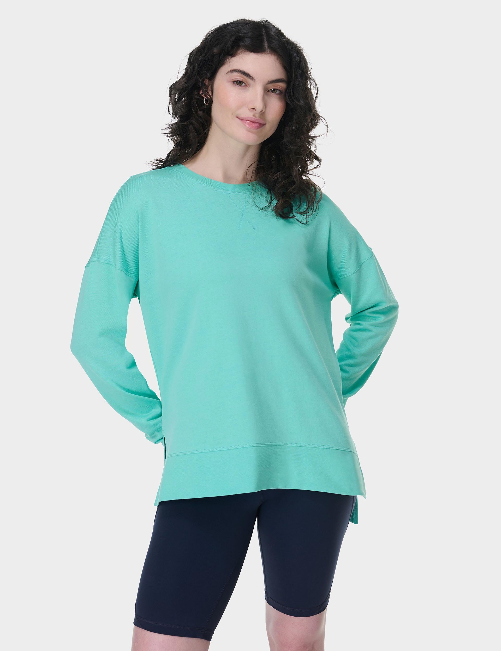 After Class Longline Sweatshirt for Women - Oversized Pullover Hoodie in Sea Spray Blue | Cozy Loungewear for Relaxing at Home, Running Errands & Casual Outings