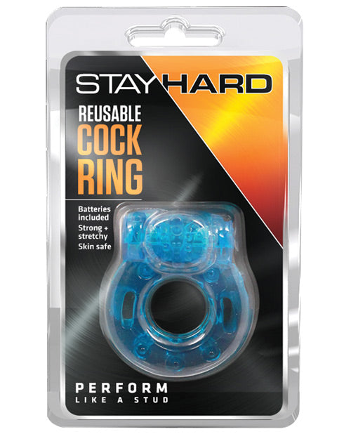 Premium Blush Stay Hard Vibrating Cock Ring - Reusable, Blue - Enhances Pleasure & Stamina for Couples & Solo Play