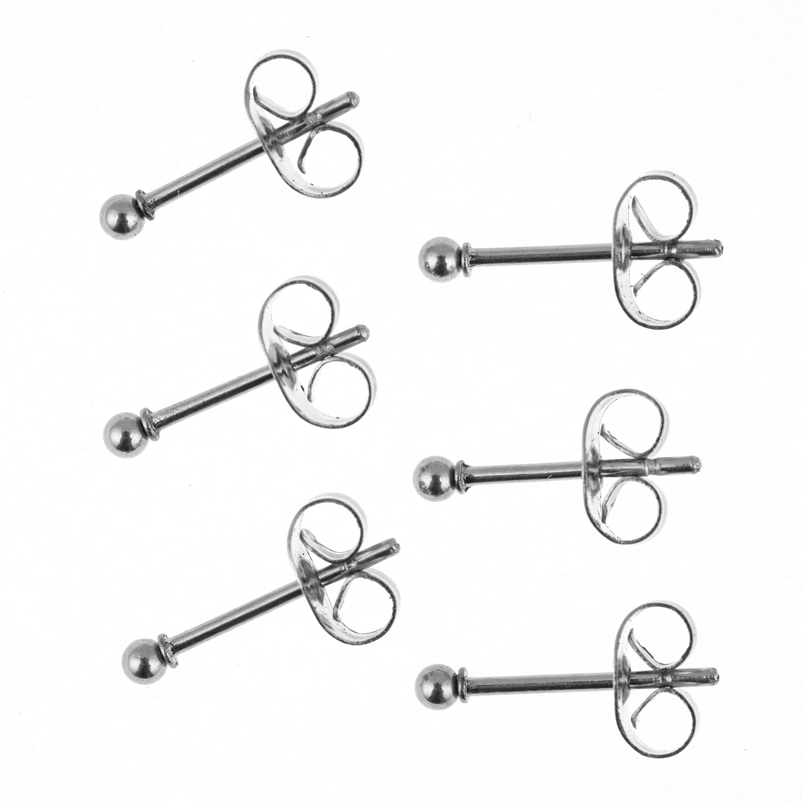 Memsion Hypoallergenic Stainless Steel Earrings for Women & Men - Nickel Free Silver Ball Stud Earrings Set (3 Pairs) | Perfect for Sensitive Ears, Everyday Wear, Gifts & Special Occasions