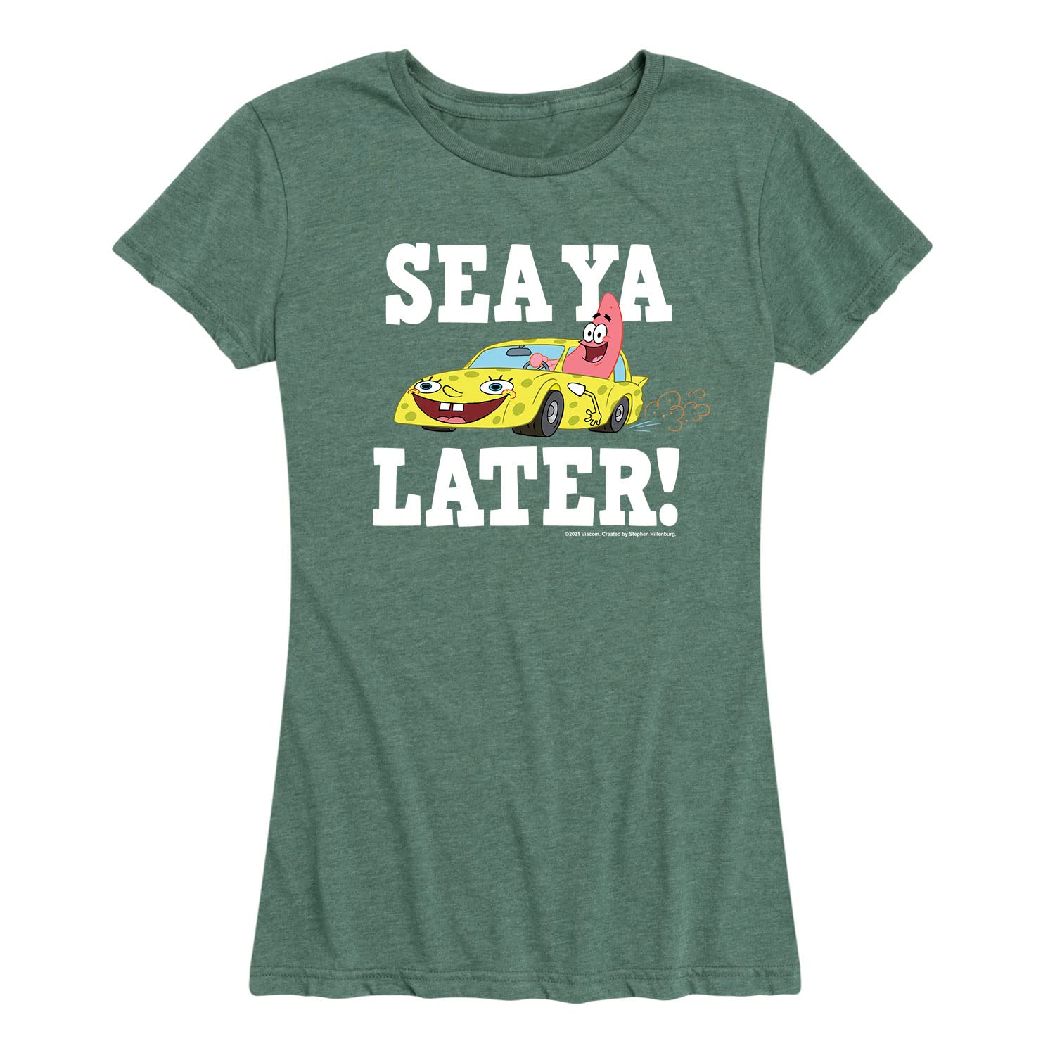 Spongebob Squarepants 'Sea Ya Later' Women's Graphic T-Shirt - Funny Cartoon Short Sleeve Tee for Casual Wear, Beach Outings & Gift Giving