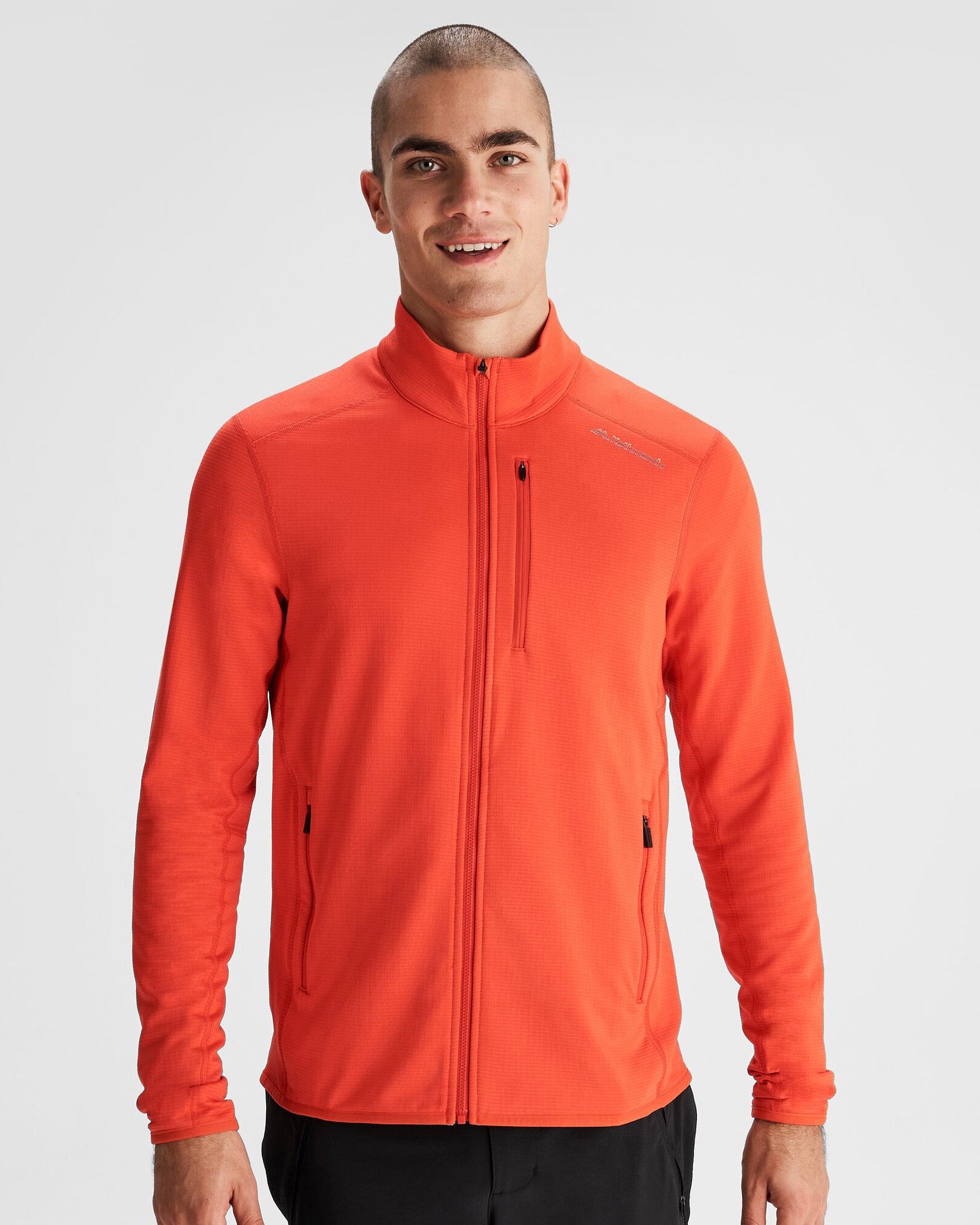 Men's Seeker Fleece Jacket - Warm Outdoor Winter Jacket for Hiking & Camping | Hut Orange Color | Perfect for Cold Weather Adventures