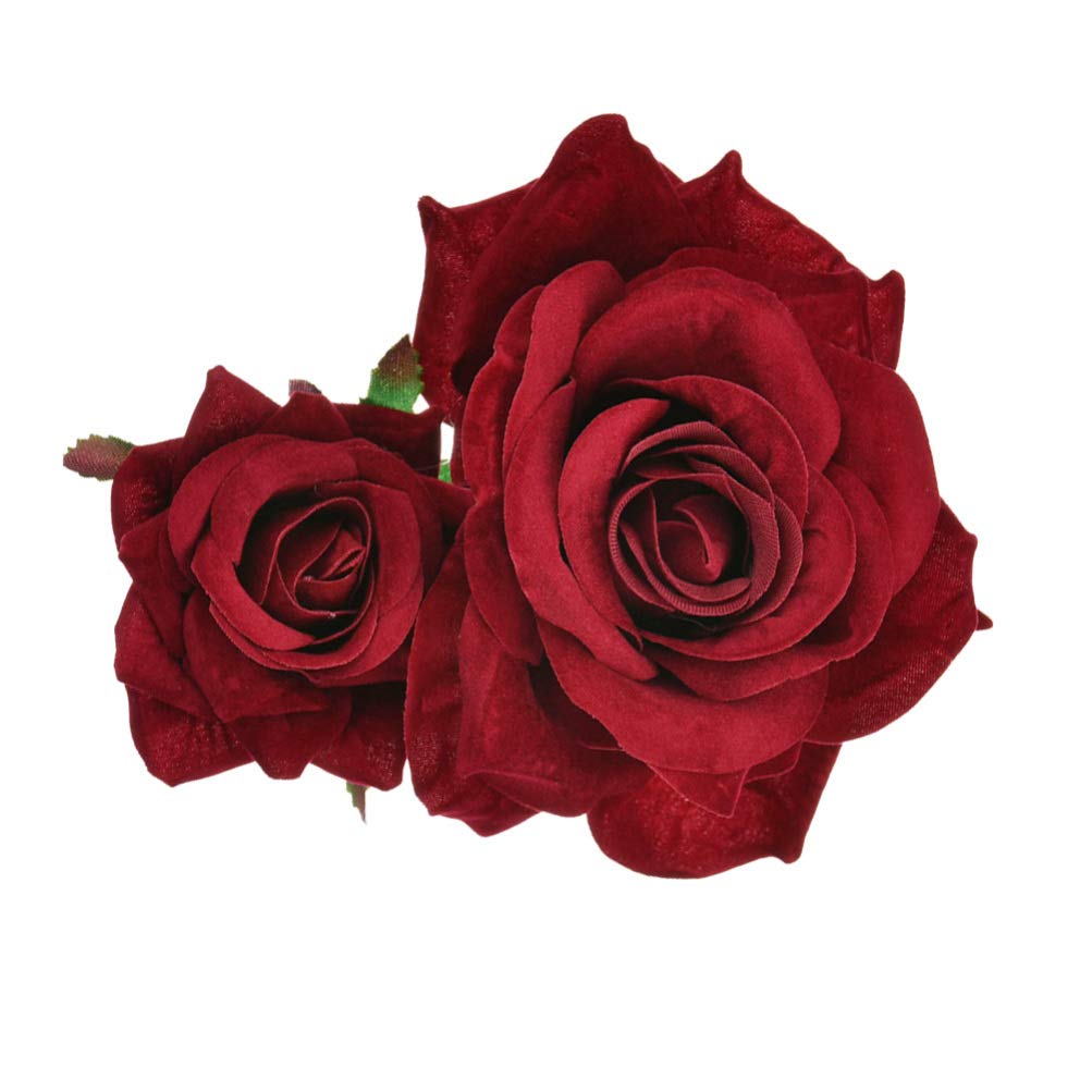SOLUSTRE Rose Flower Hair Clip for Women - Elegant Floral Bobby Pin Hair Accessories for Ladies & Girls - Perfect for Valentines Day, Weddings & Special Occasions (Wine Red)
