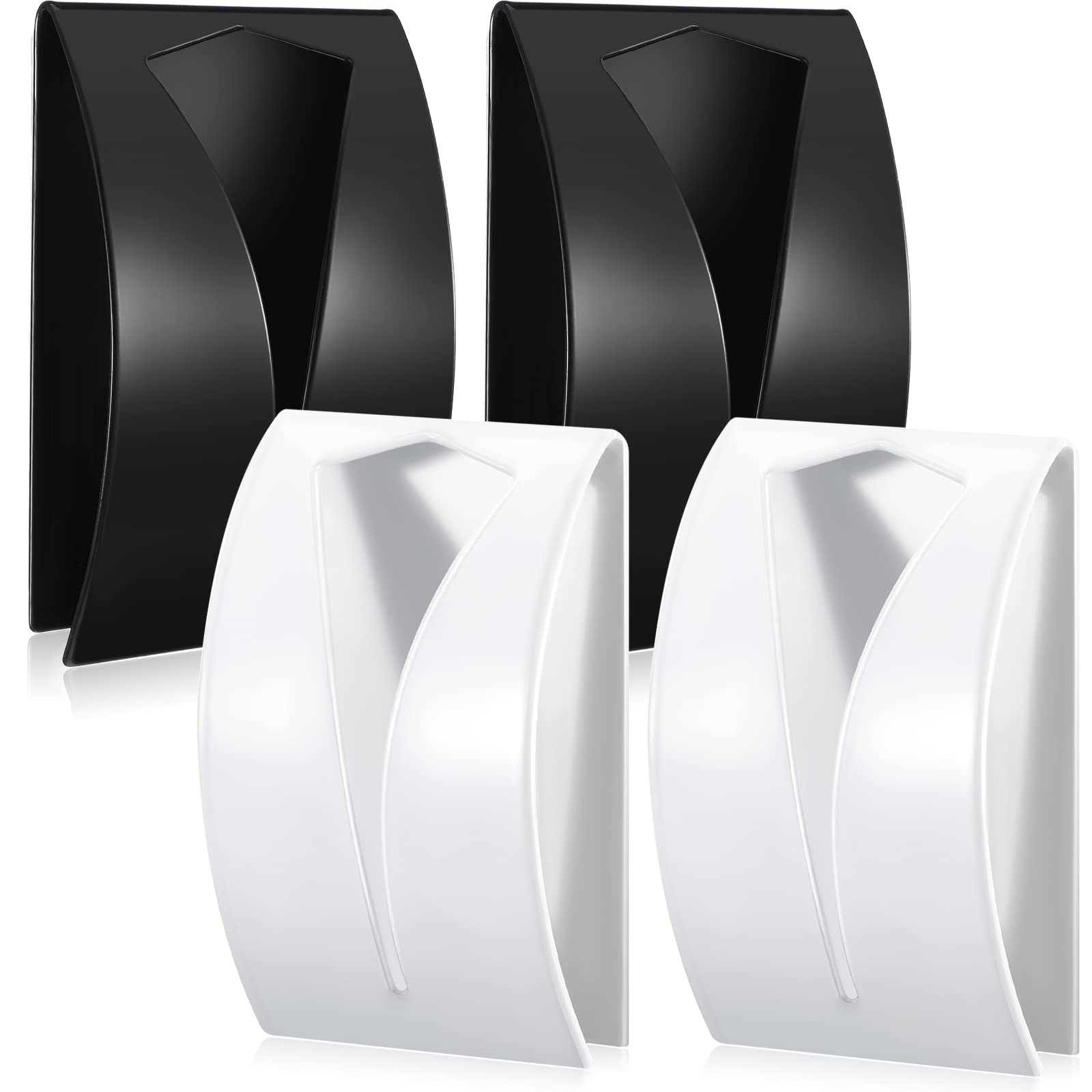 4-Pack Self-Adhesive Stainless Steel Towel Hooks - No Drill Wall Mount Hangers for Kitchen, Bathroom & Home Organization (Black/White) - Perfect for Hanging Dish Towels, Tea Towels, Robes & Bathroom Accessories