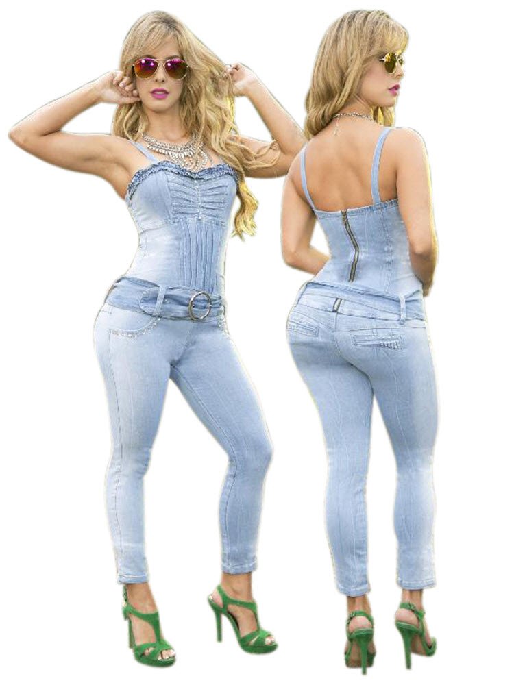 Brazilian Butt Lift Jean Jumpsuit - Colombian Style Denim Bodysuit for Women | Perfect for Night Out, Club Wear & Bodycon Fashion