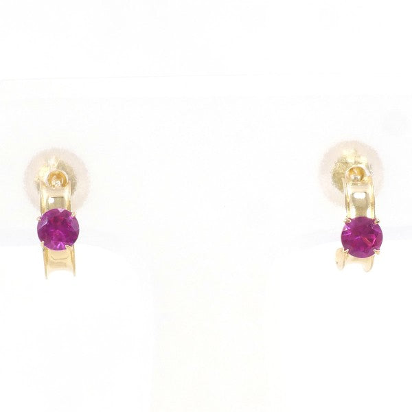 18K Yellow Gold Synthetic Ruby Stud Earrings for Women - Elegant Gift for Birthday, Anniversary & Valentine's Day