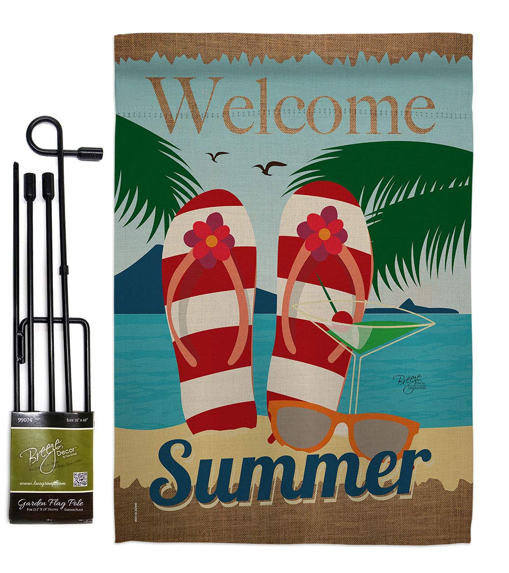 Summer Garden Flag Set - 13x18.5in with Pole - Outdoor Decor