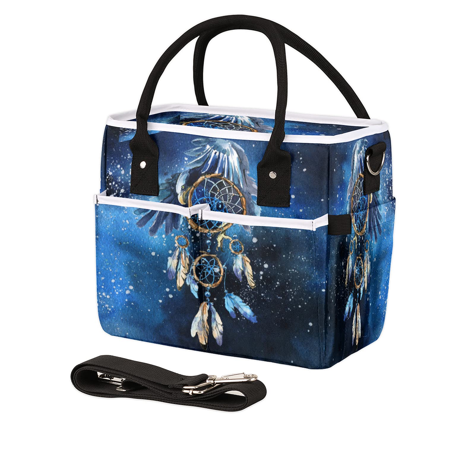 **Insulated Lunch Bag with Galaxy Dream Catcher Design - Reusable, Leakproof Cooler Tote with Multi Pockets & Adjustable Shoulder Strap for Women, Men - Perfect for Work, Travel, Picnic & Outdoor Activities**