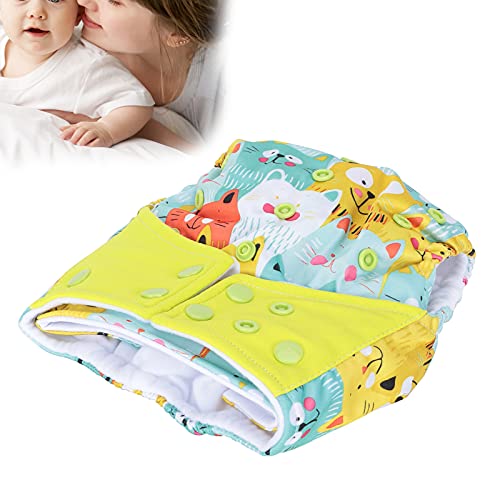 Organic Cotton Cloth Diapers for Babies - Breathable, Washable, Reusable & Adjustable Size (6 Months to 3 Years) | Leak Proof Baby Diapers with Cute Cat Design | Perfect for Daycare, Travel & Eco-Friendly Parenting
