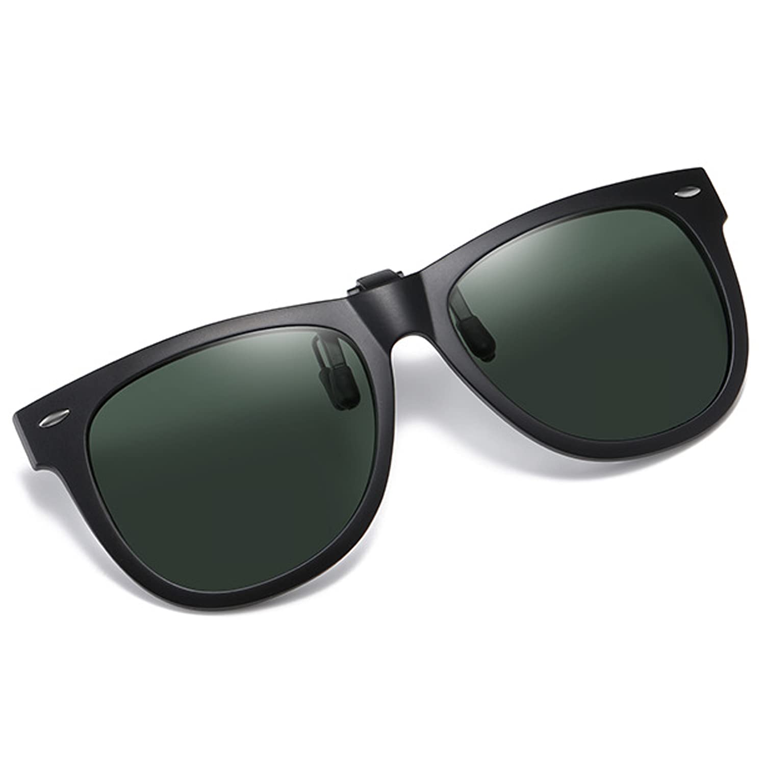 Polarized Clip-on Sunglasses for Men & Women - Anti-Glare Flip-Up Driving Glasses for Prescription Eyewear - Perfect for Outdoor Activities, Driving, and Travel