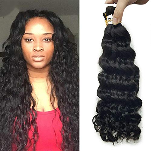 10A Brazilian Virgin Human Hair Deep Wave Bulk 100g Bundle - 26inch 1 Bundle #2 Darkest Brown for Braiding, Weaving & Protective Styles | Salon Quality Hair Extensions for Natural Look