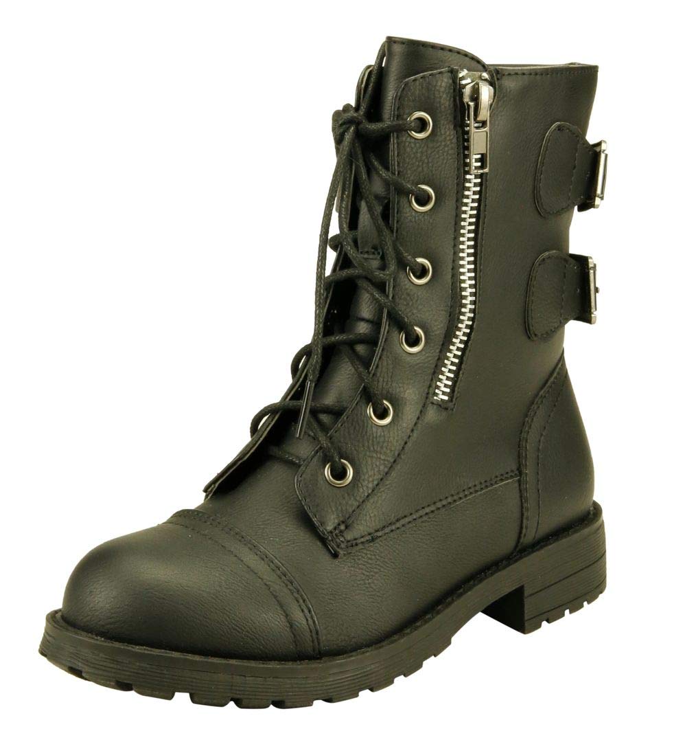 The Doll Maker Girls' Lace-Up Zipper Combat Boots - Stylish Ankle Booties for Teens, Fashion Punk Gothic Shoes for School, Concerts & Everyday Wear