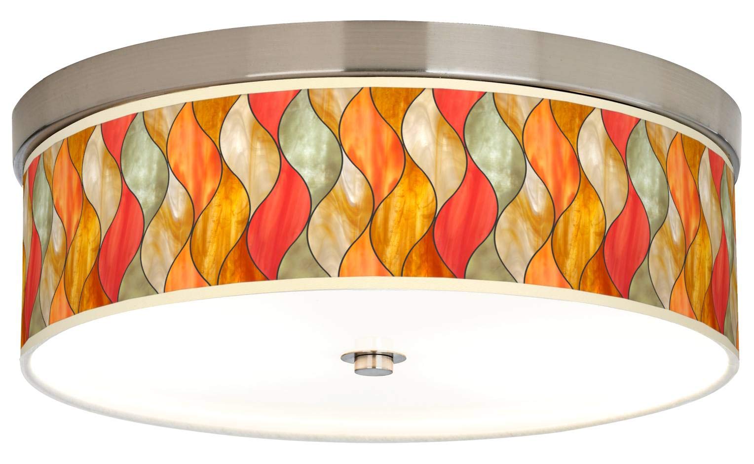 Energy Efficient Flame Mosaic Giclee Ceiling Light with Printed Shade - Perfect for Living Room, Bedroom & Dining Room Lighting