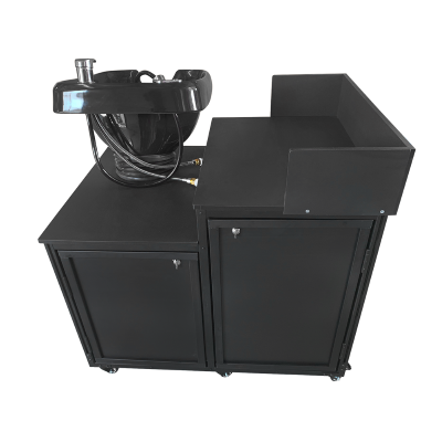 Portable Black Shampoo Sink with Tilting Bowl - Lightweight Mobile Hair Washing Station for Salons, Spas & Home Use