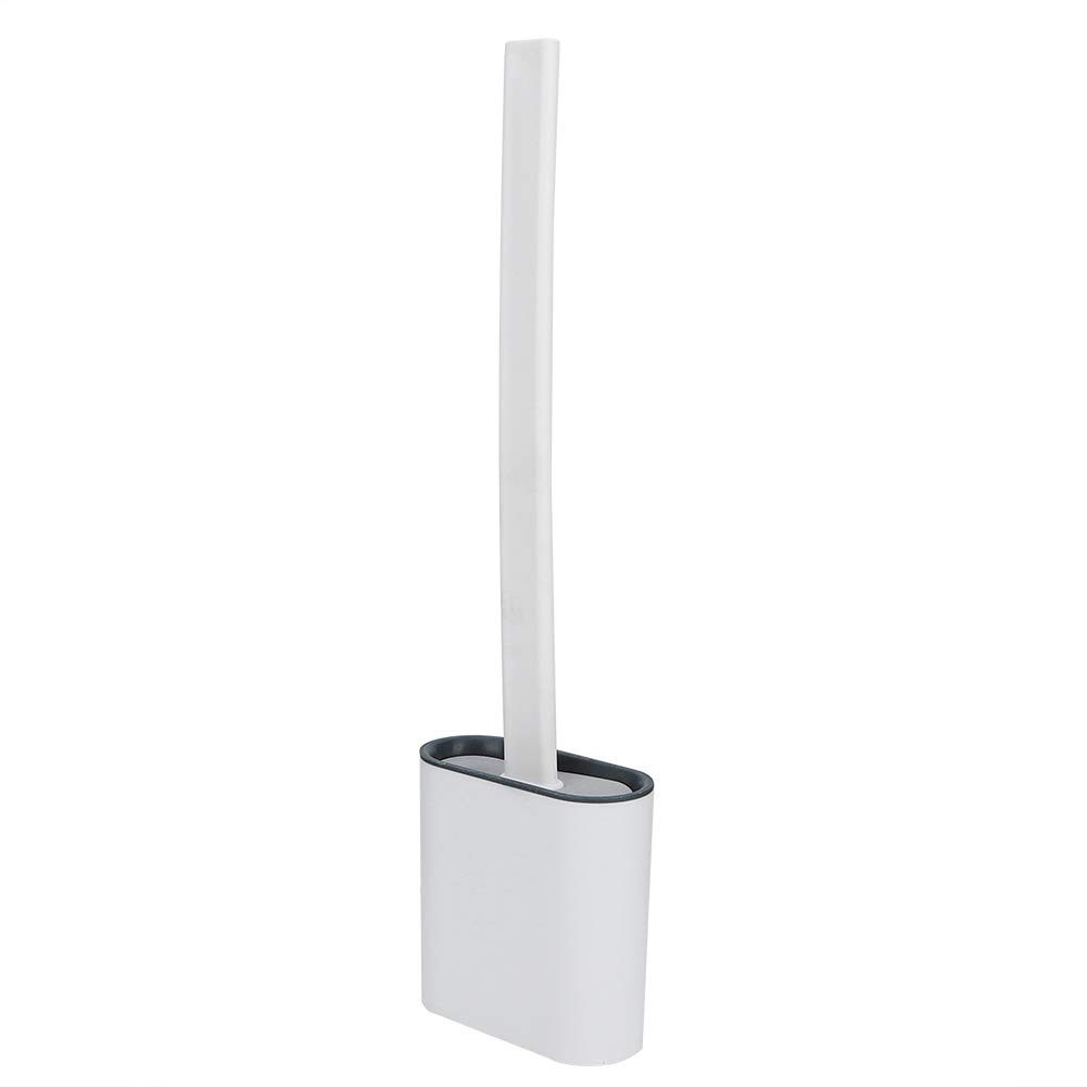 Long Handle Anti-Rust Toilet Brush with Holder - White Bathroom Cleaning Tool for Hard-to-Reach Corners | Easy Toilet Bowl Cleaning for Home, Apartment & RV Use
