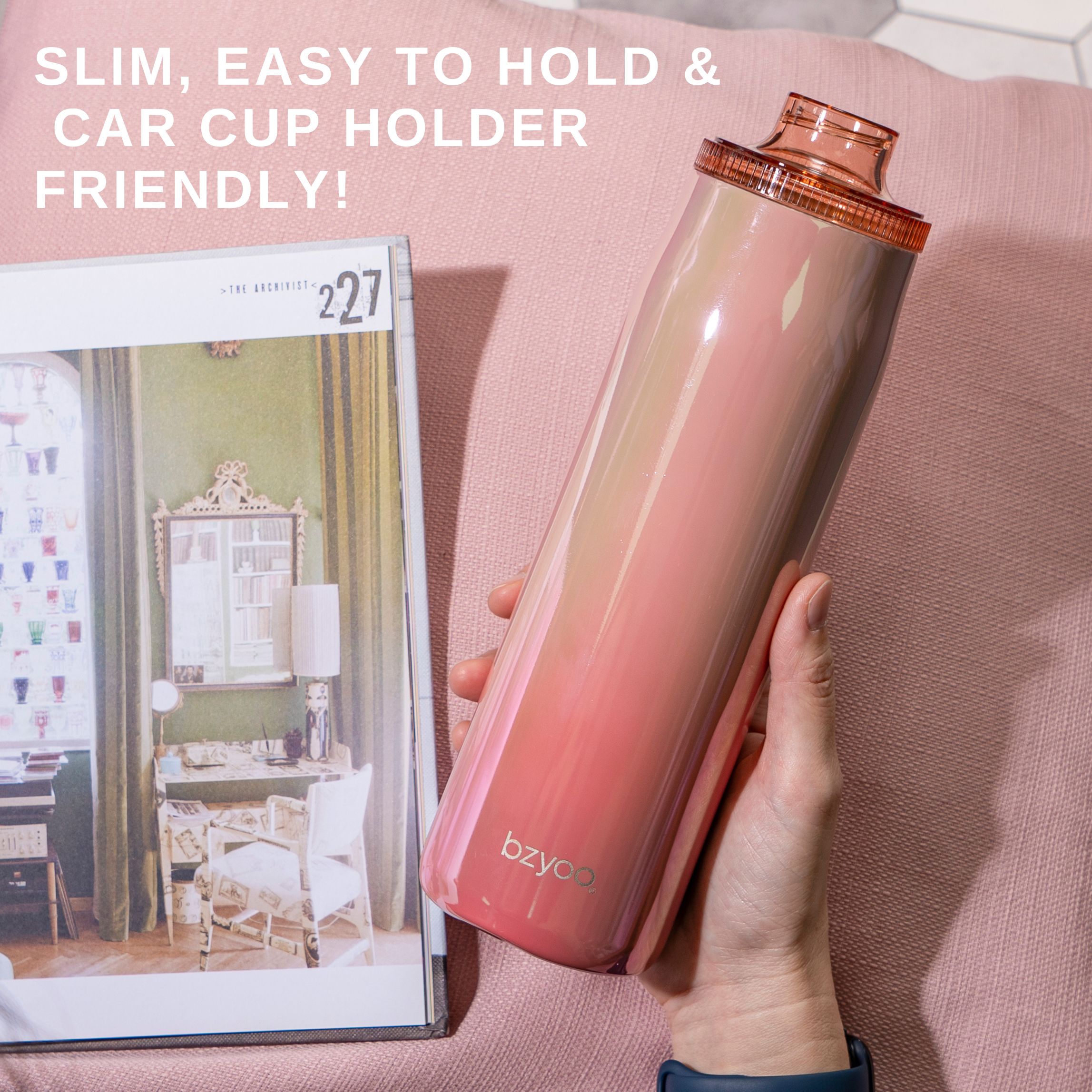 24oz Insulated Water Bottle with Clear Chug Lid - Aurora Iridescent Pink | Leakproof Stainless Steel Vacuum Flask for Gym, Hiking & Outdoor Activities