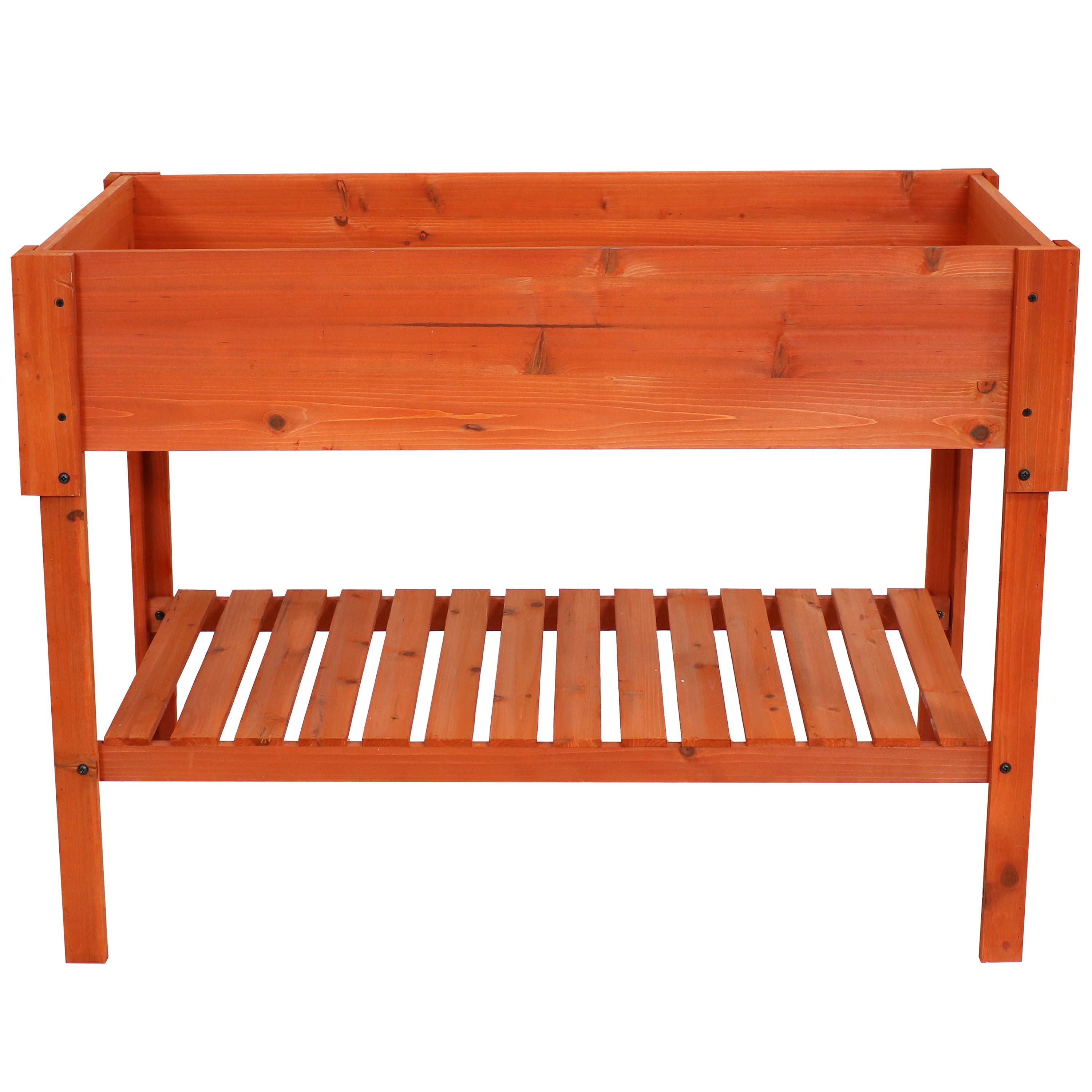 Sunnydaze Elevated Wooden Garden Bed Planter Box with Shelf - Perfect for Growing Vegetables, Herbs & Flowers in Small Spaces, Backyards & Patios
