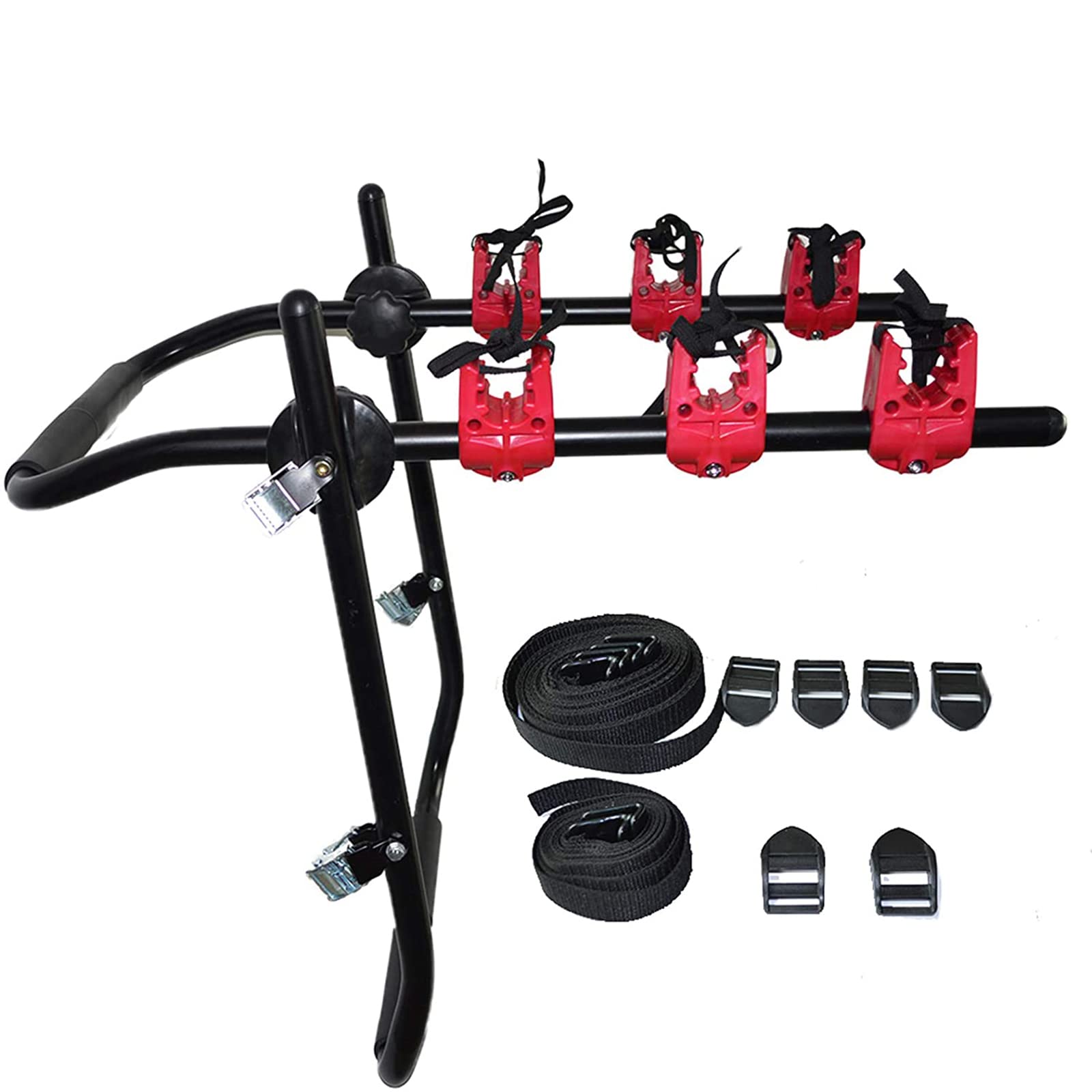 3-Bike Hitch Mount Bike Rack for Cars - Ultra Compact Trunk Mounted Bicycle Carrier for Standard, Fat Tire & Electric Bikes - Heavy Duty Black Trailer Hitch Bike Rack - Perfect for Road Trips, Camping & Family Cycling Adventures