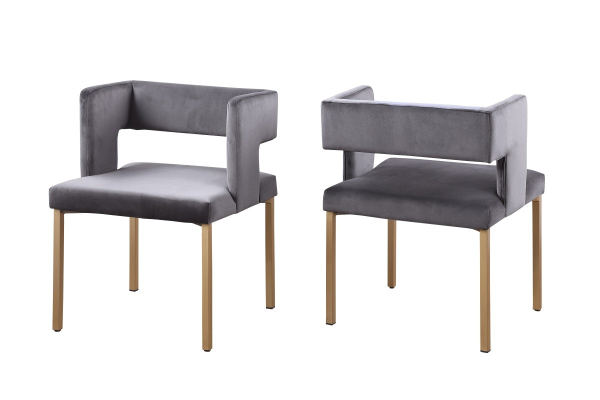 Modern Grey Dining Chairs Set of 2 - Sturdy Kitchen Chairs with Padded Seats for Dining Room, Breakfast Nook, or Home Office - Comfortable & Space-Saving Design