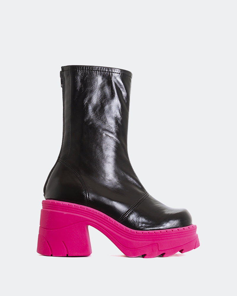 Grover Black Leather Fuchsia Sole Women's Fashion Sneakers - Comfortable Casual Shoes for Walking, Running & Everyday Wear