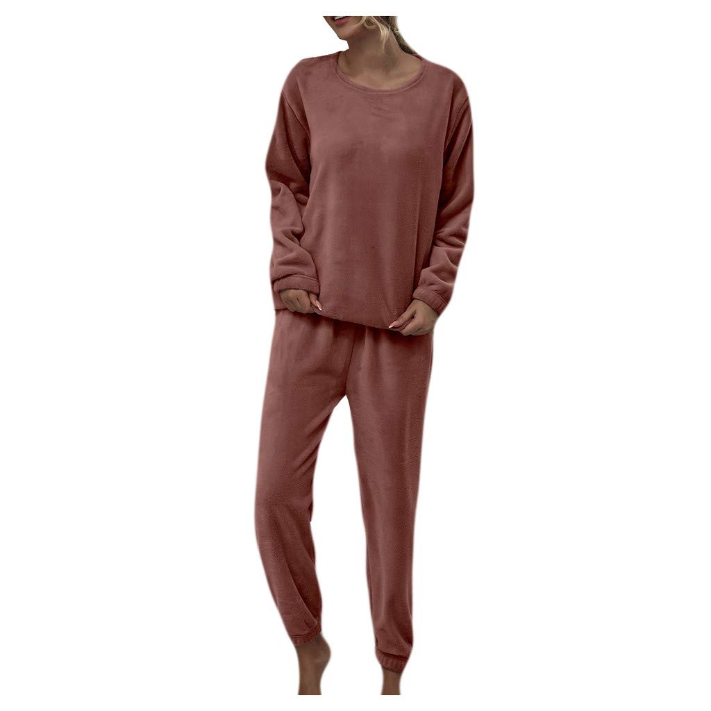 Cozy Women's Flannel Lounge Set - Solid Color Sleepwear & Loungewear Pajama Suit for Relaxing at Home | Perfect for Sleep, Yoga, and Winter Comfort