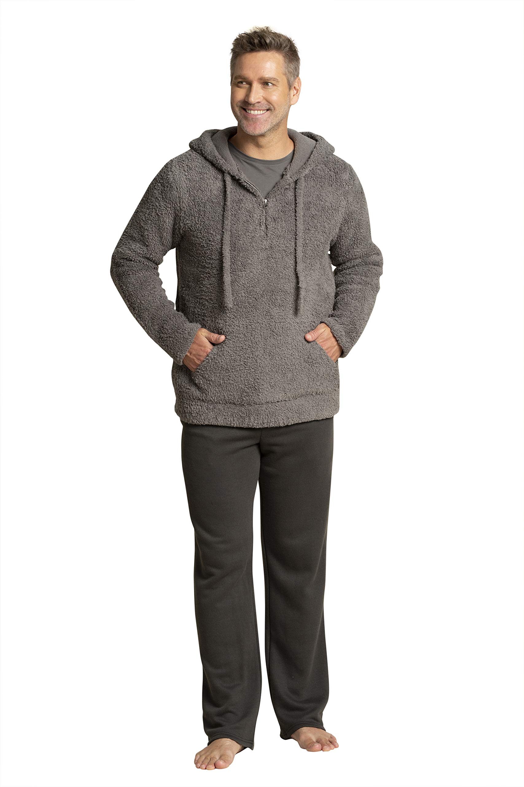 Barefoot Dreams CozyChic Men's Shearling Hoodie - Soft Knit Winter Sweatshirt for Men | Warm Casual Outerwear for Cold Weather & Lounging at Home