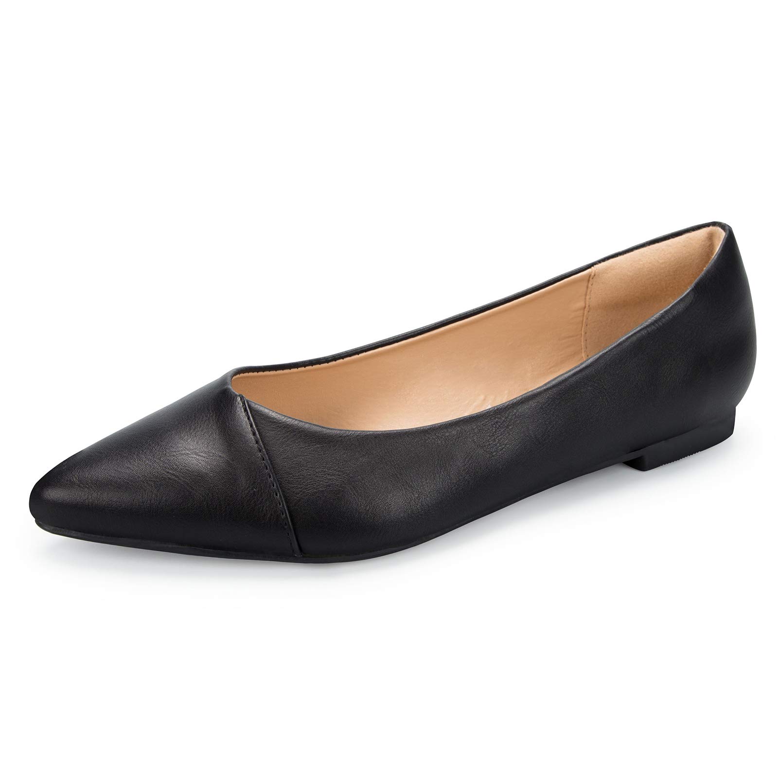 Mysoft Women's Pointed Toe Ballet Flats - Slip On Dress Shoes with Comfort Heel Protection for Work, Office & Wedding Occasions