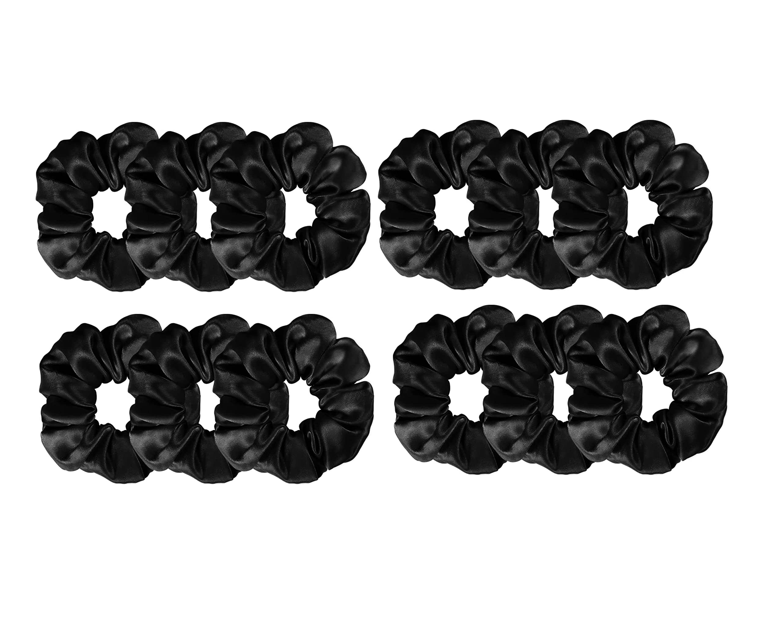 Premium Black Velvet Hair Scrunchies (12-Pack) - Soft & Stylish Hair Accessories for Women - Perfect Gift for Wife, Mom, Friend - Great for Work, Gym, and Everyday Use