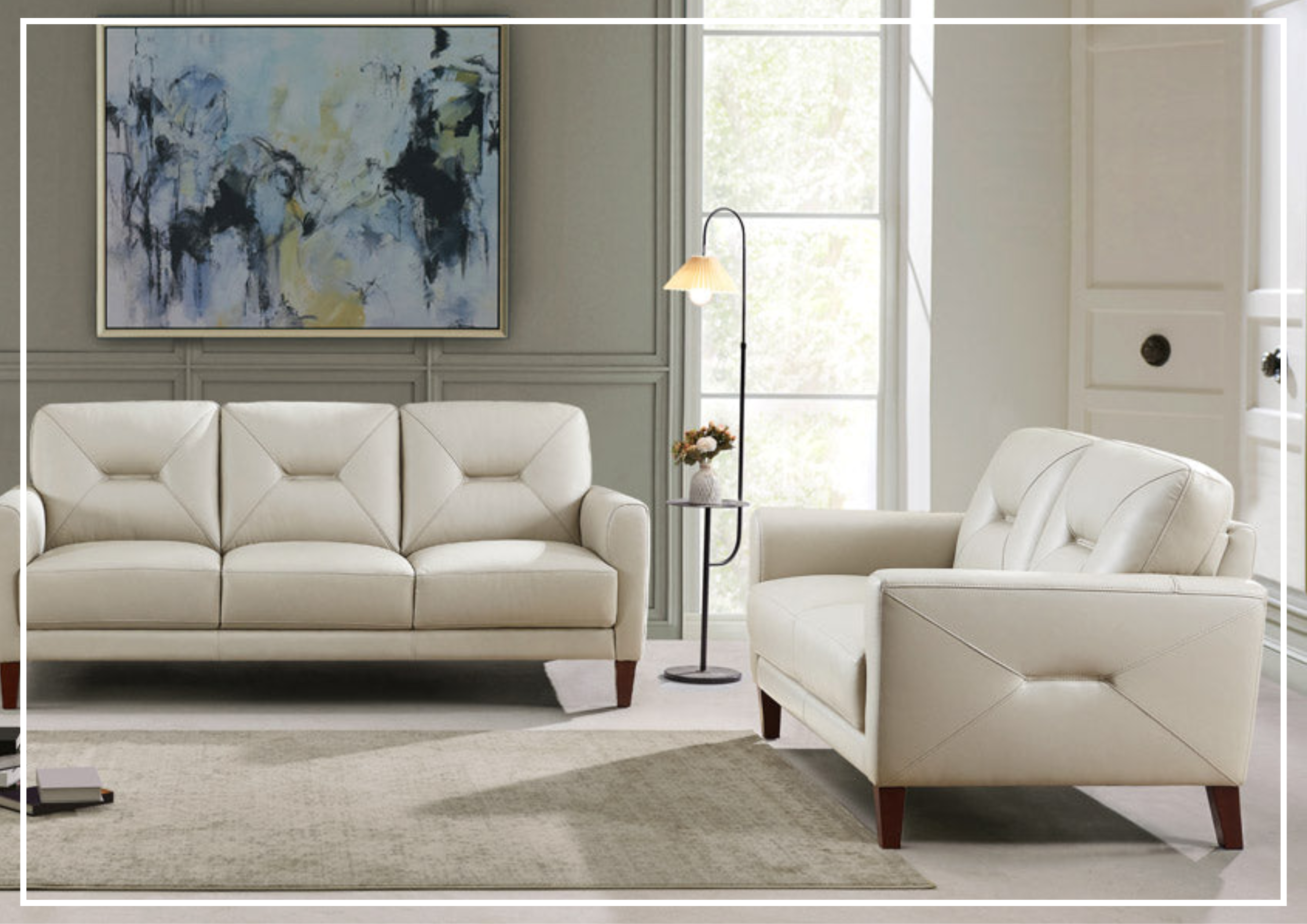 Hydeline Mavis Genuine Top Grain Leather Loveseat Sofa with Tapered Wooden Legs - Perfect for Living Room, Office Lounge & Small Spaces