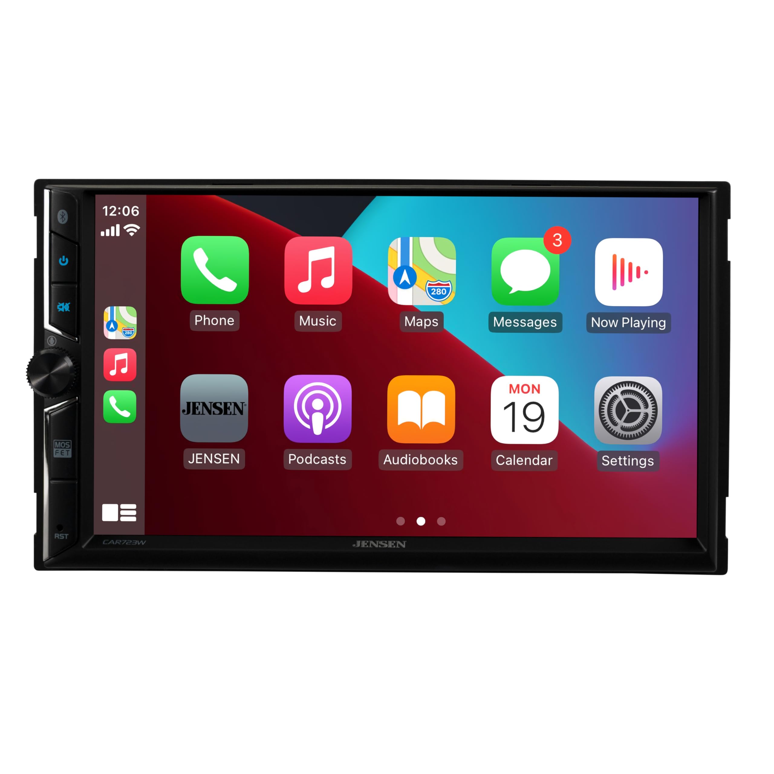 Jensen CAR723W 7-inch Apple CarPlay & Android Auto Double DIN Car Stereo - Wireless & Wired Touchscreen Radio with Bluetooth, Backup Camera Input, USB Playback & Charging - Perfect for Road Trips & Daily Commutes