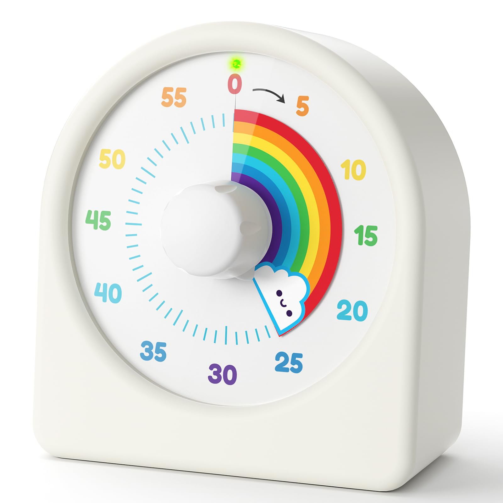 LIORQUE 60 Minute Visual Timer for Kids - Rechargeable Countdown Timer with Rainbow Design & Magnetic Back | Classroom, Homework, Pomodoro Study & Time Management Tool