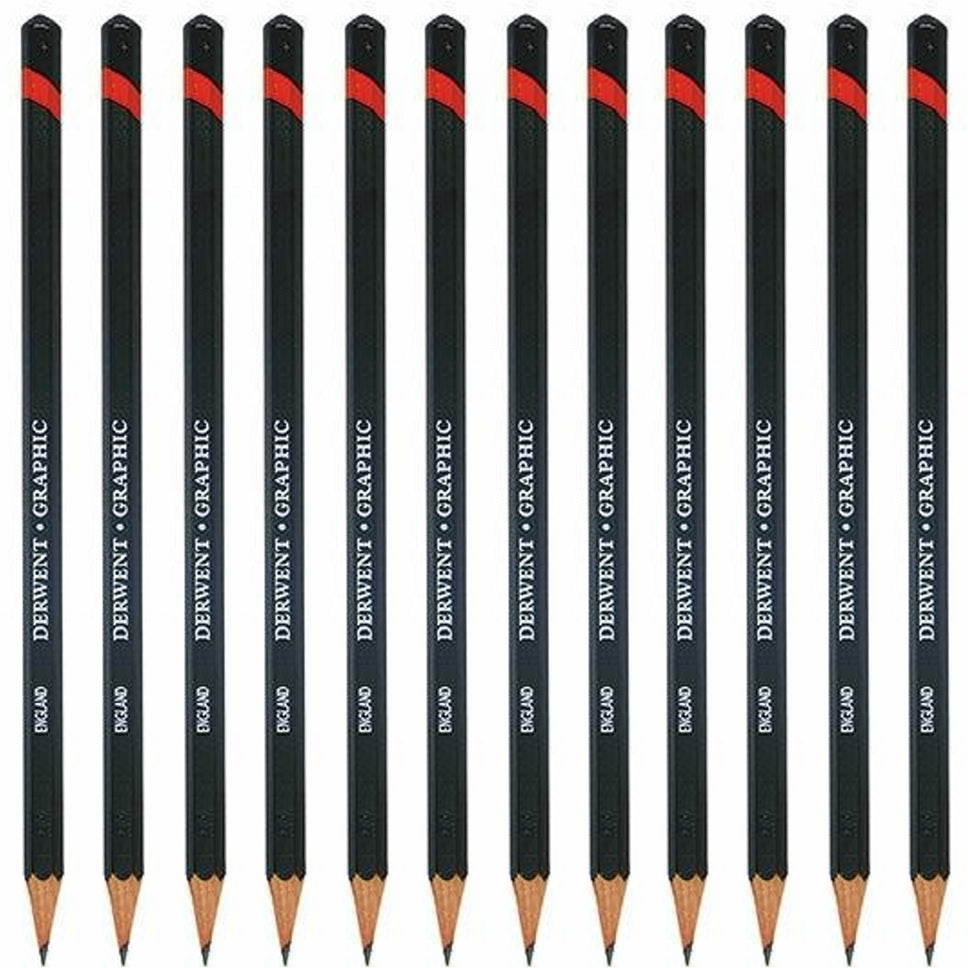 12 Pack Derwent Graphic Pencils 8B - Professional Sketching & Drawing Pencils for Artists, Shading, Dark Tones - Perfect for Sketchbooks, Portraits, and Detailed Artwork