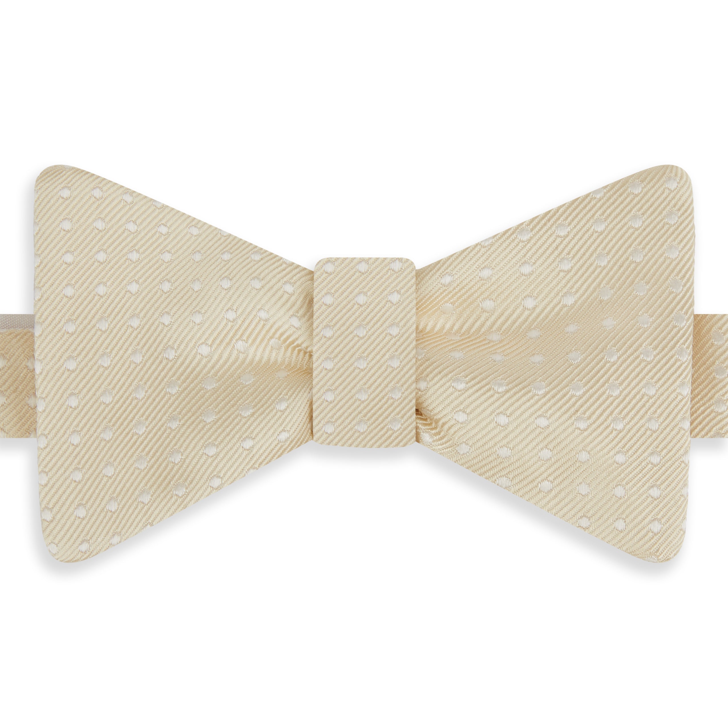 Ivory Small Spot Silk Self-Tie Bow Tie for Men - Elegant Formal & Wedding Accessories for Grooms, Prom, and Special Occasions