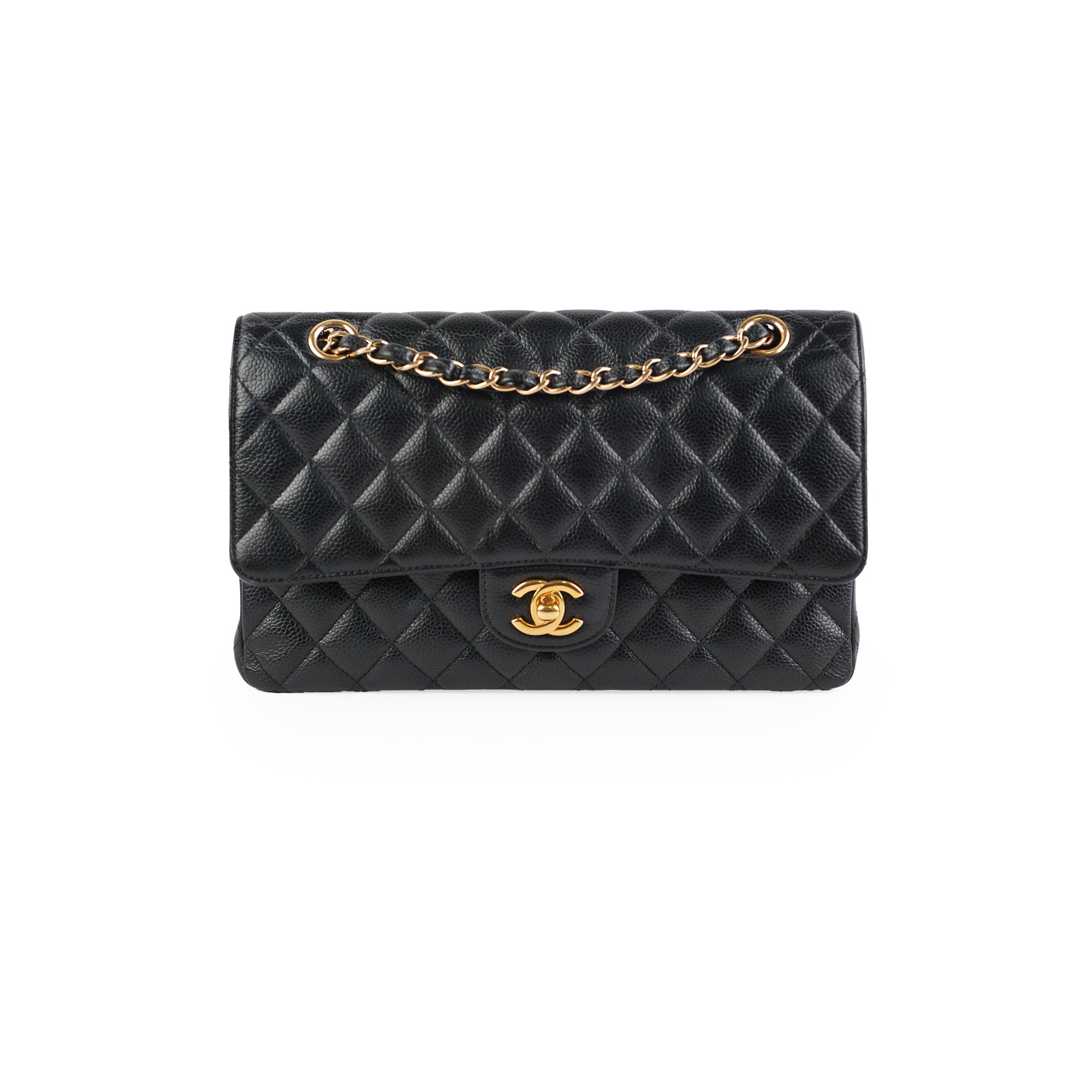 Chanel Medium/Large Caviar Double Classic Flap Black Handbag - Luxury Designer Crossbody Purse for Women | Perfect for Work, Evening Events & Special Occasions