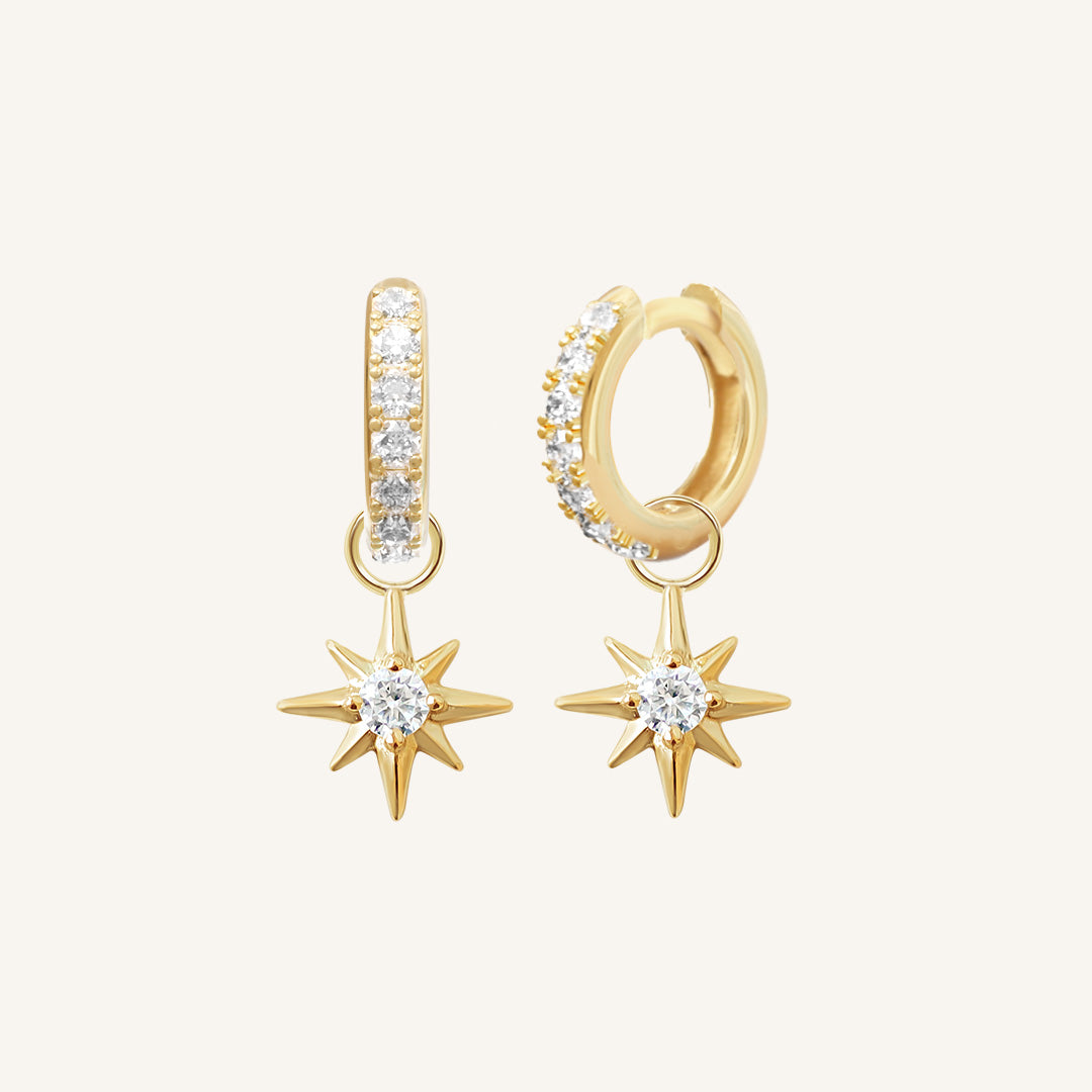 Contentment Star Crystal Hoops Earrings for Women - Elegant Sparkling Rhinestone Dangle Earrings for Party, Wedding & Everyday Wear