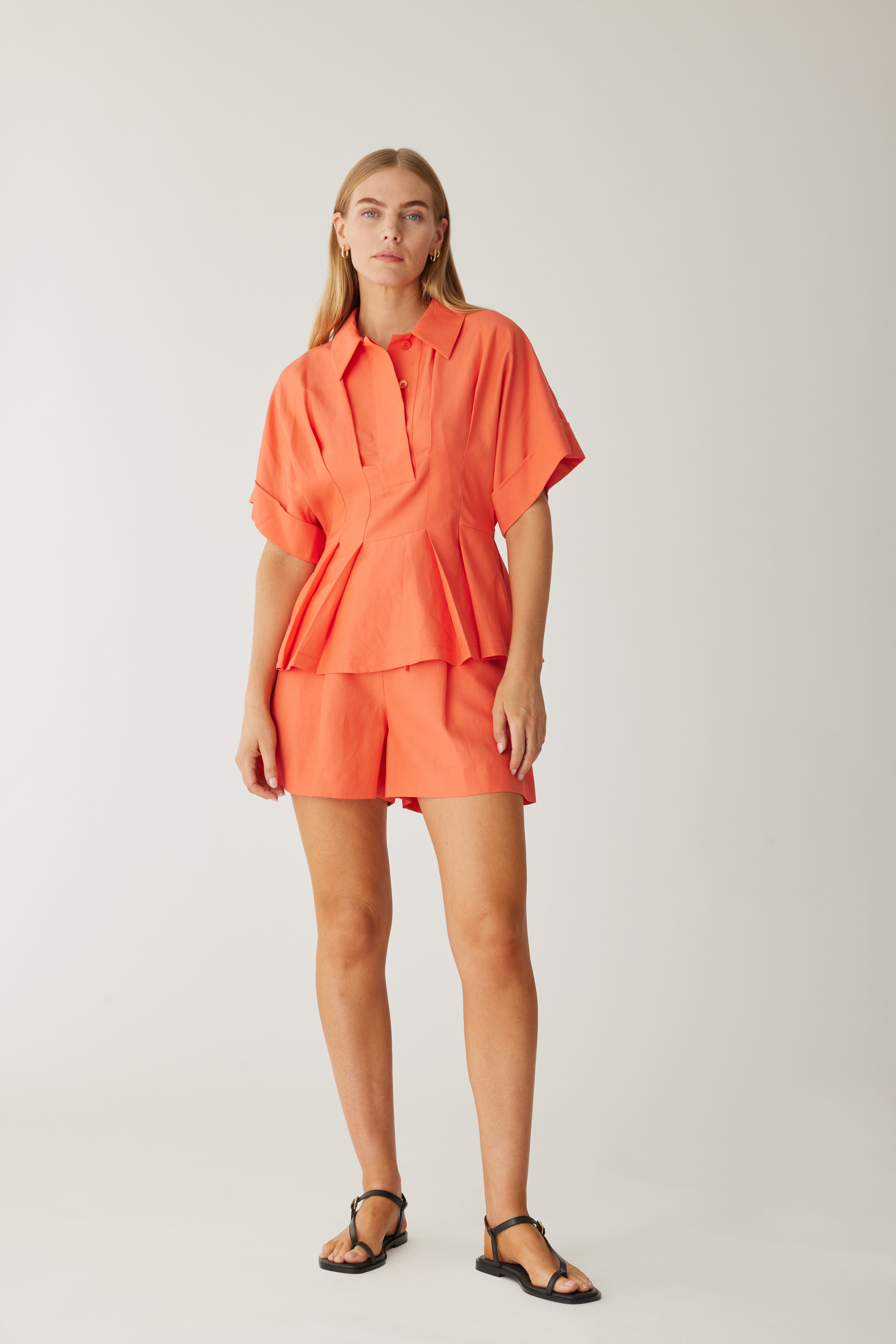 Lena Shine Women's Coral Blouse - Elegant Floral Print Tops for Casual Wear, Office & Party Outfits | Lightweight & Comfortable Summer Fashion