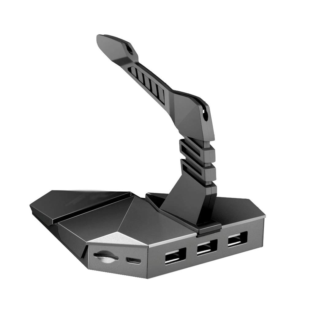 3-Port USB Hub with LED Light, Bungee Cable Holder, SD Card Reader & Mouse Clamp - USB 2.0 Data Transfer Hub for Gaming, Office & Home Workspace Organization