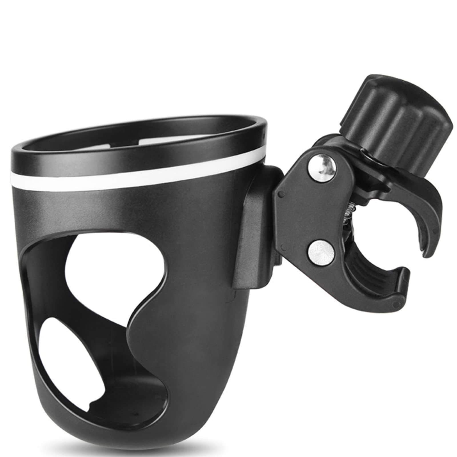 2-in-1 Universal Cup Holder with 360° Rotation - Stroller & Bicycle Drink Holder for Strollers, Bikes, Wheelchairs, Walkers & Scooters - Perfect for Parents, Cyclists & Mobility Aid Users (Black)
