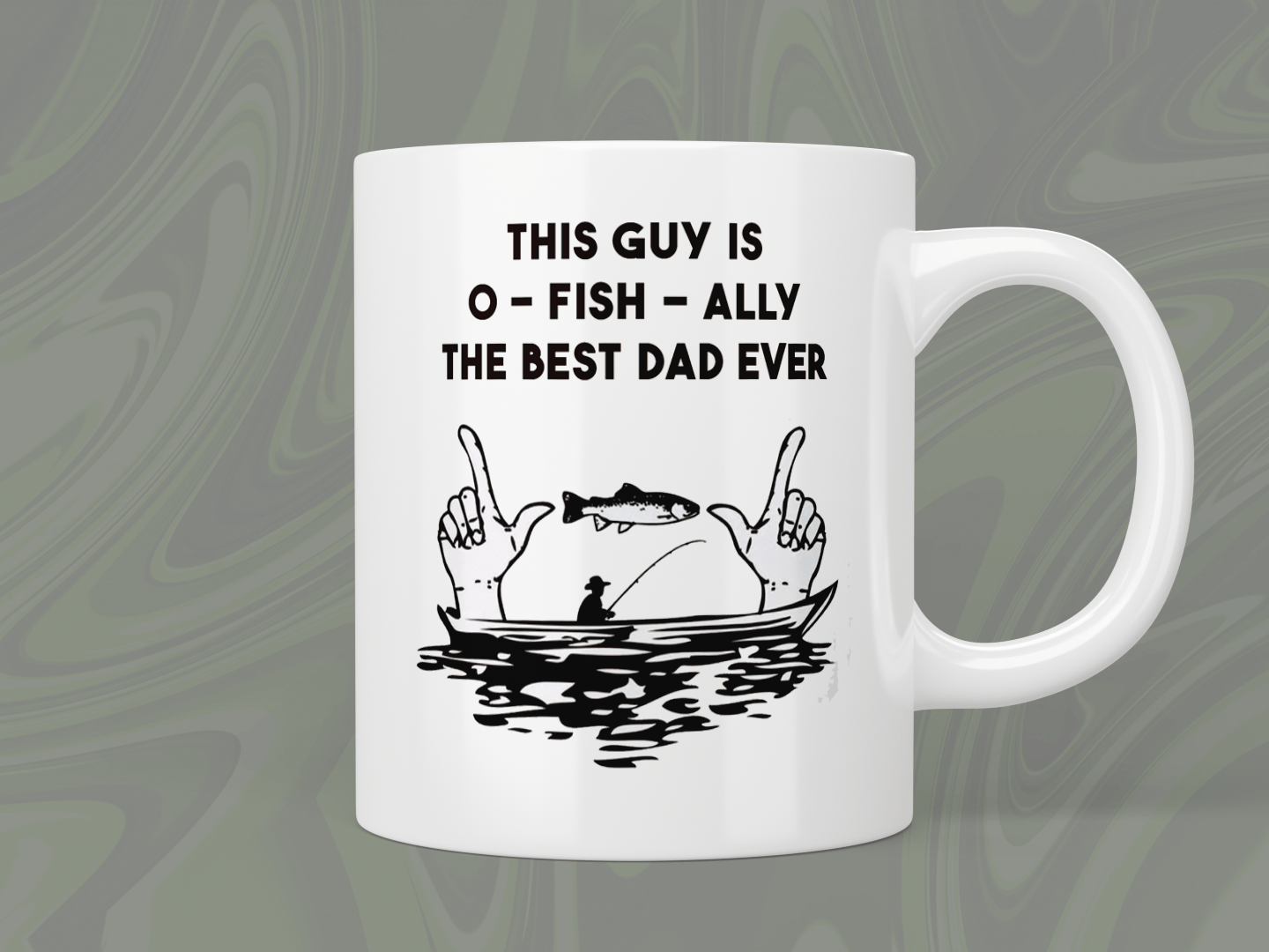 Best Dad Ever Fish Design Coffee Mug - Funny Gift for Father's Day, Birthday, or Retirement - Perfect for Home, Office, or Camping Use