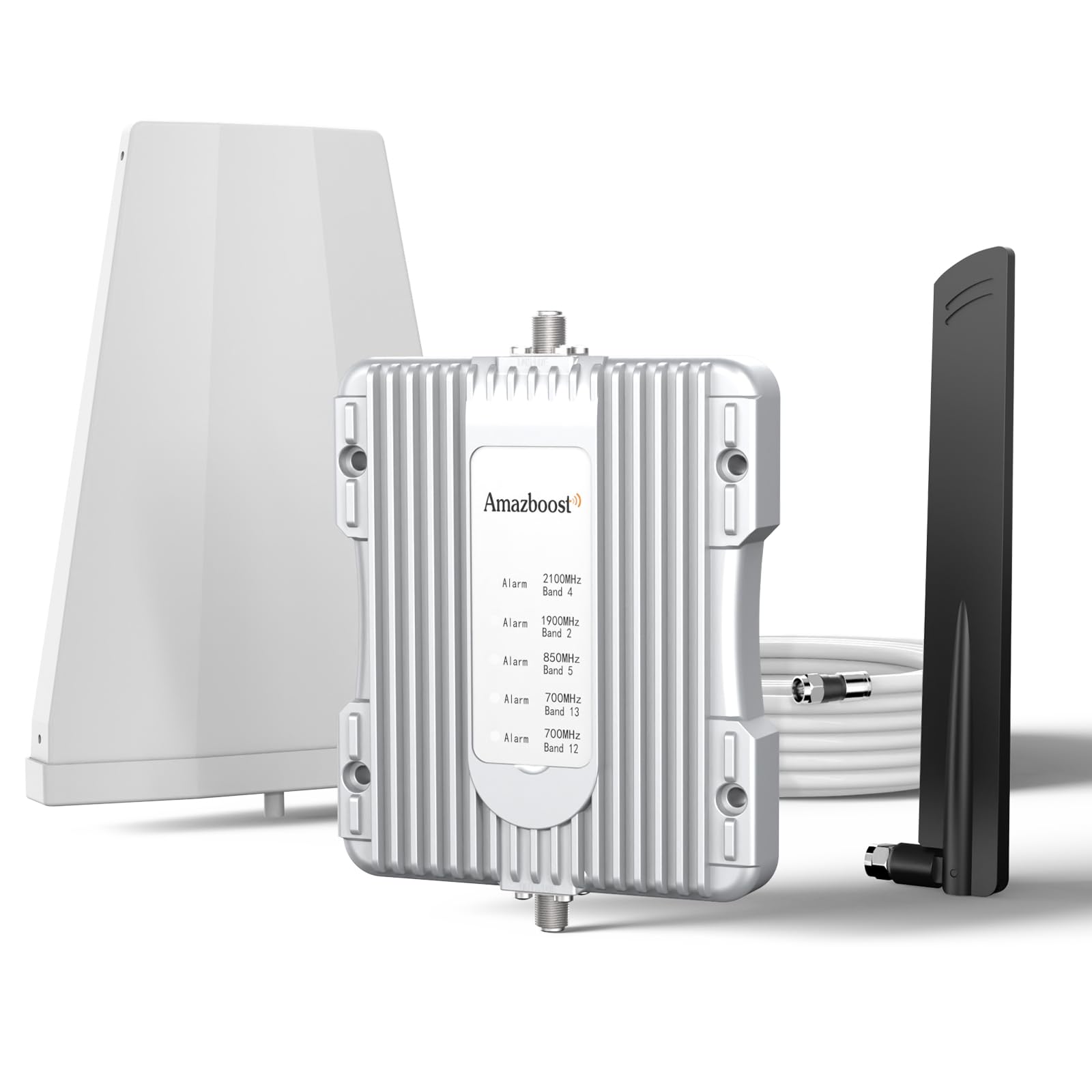 Amazboost Cell Phone Signal Booster Kit for Home - Up to 2,500 sq ft Coverage, FCC Approved 5G 4G LTE 3G Compatible with Verizon, AT&T, T-Mobile, Sprint & All Major US Carriers - Perfect for Rural Areas, Basements & Office Buildings