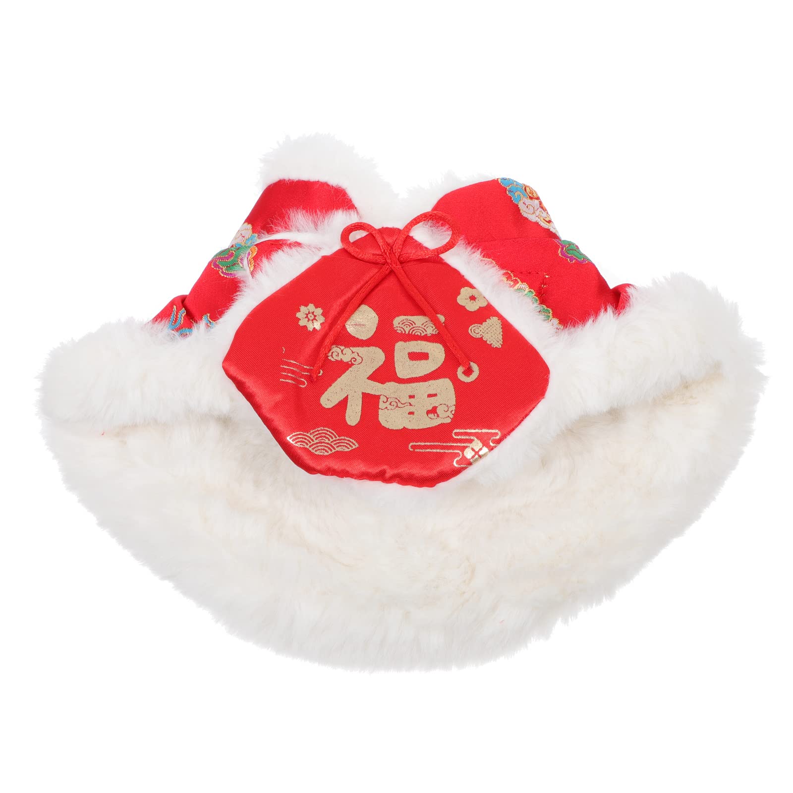 Chinese New Year Dog Cheongsam & Cat Qipao Costume - Festive Plush Pet Cape with Warm Cloak for Cats & Dogs | Comfortable Dynasty Outfit for Holiday Photos & Parties (Red)