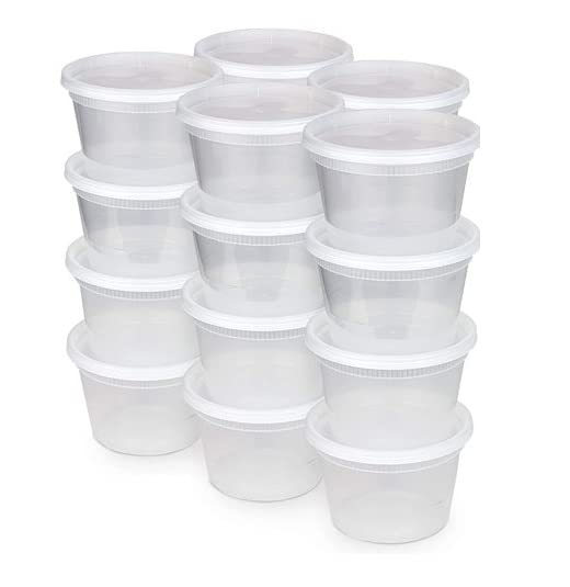 16 oz Clear Plastic Food Storage Containers with Lids - 48 Pack (48 Cups & 48 Lids) - Airtight Leakproof for Deli Foods, Fruits, Meal Prep, Kids Slime & DIY Crafts - Perfect for Home, Office, School & Picnics