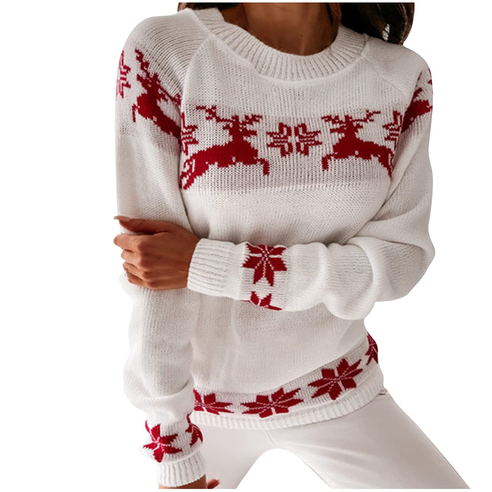 Festive Reindeer Ugly Christmas Sweater for Women - Holiday Party Wear