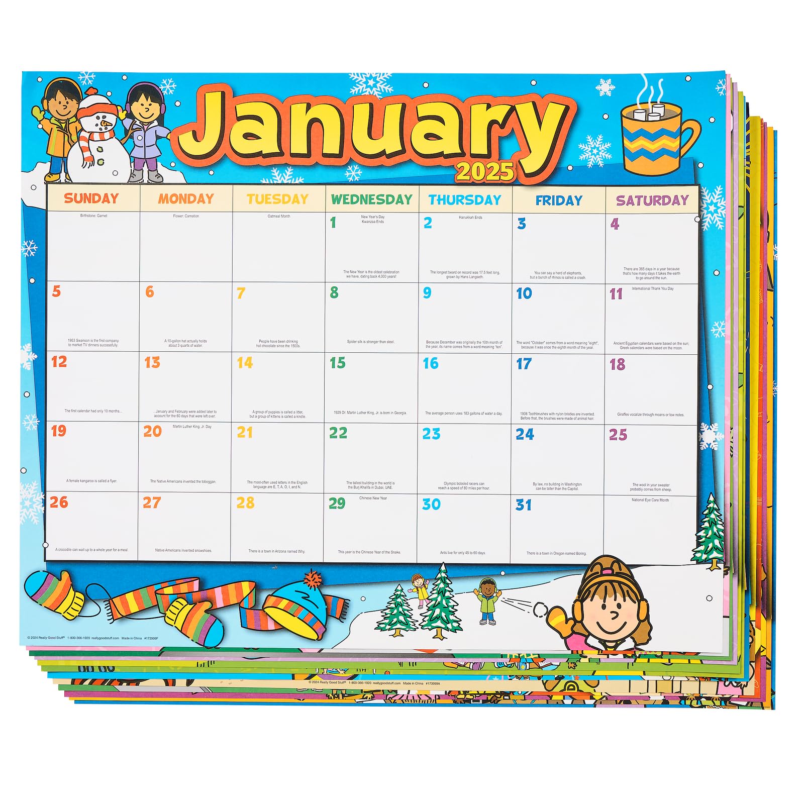 Really Good Stuff Classroom Calendar 2024-2025 - Colorful Academic Planner for Elementary Teachers | Perfect for Lesson Planning & Student Organization