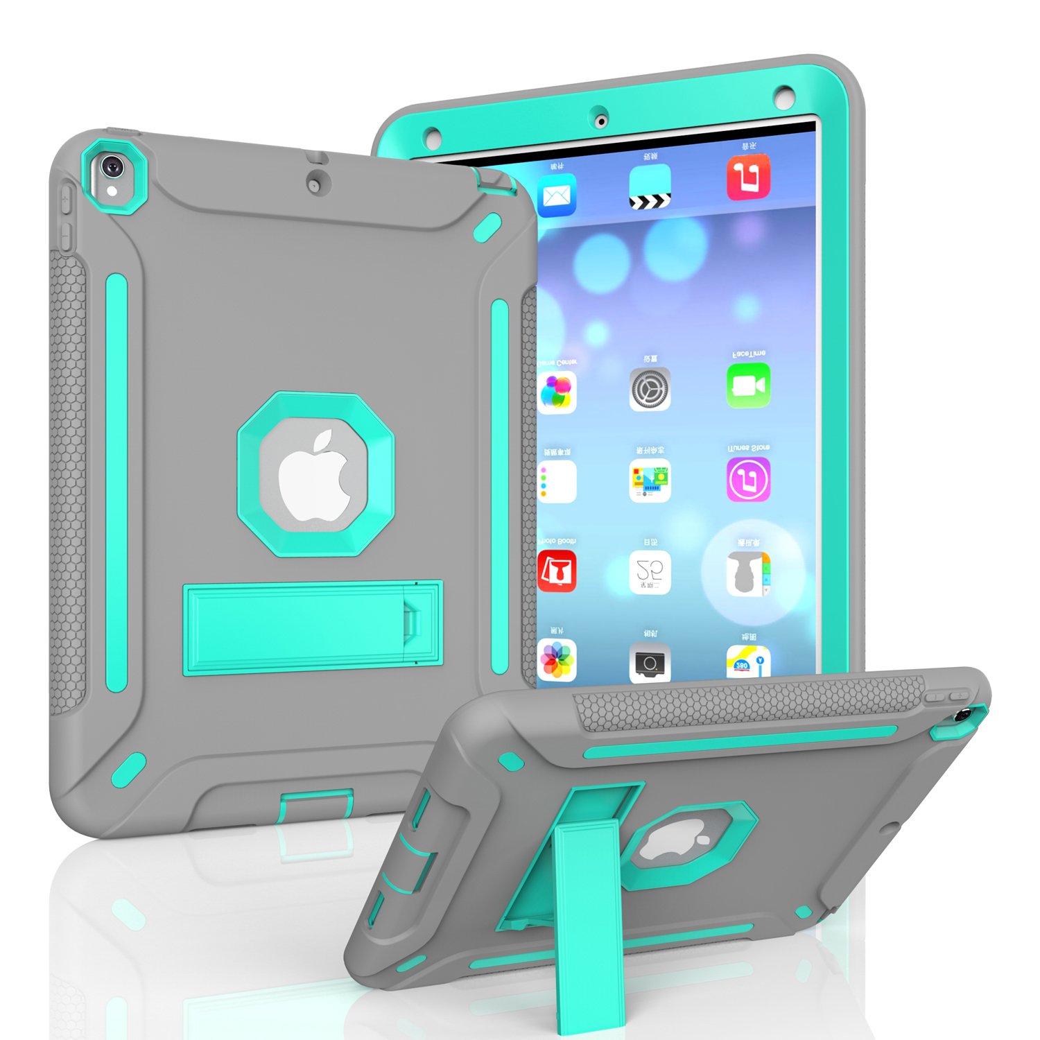 Premium Shockproof iPad Case for iPad Air 3 10.5 & iPad Pro 10.5 (2017) - Heavy Duty 3-Layer Armor Defender with Kickstand, Rugged Silicone + Hard PC Bumper - Perfect for Outdoor, Travel & Work Protection