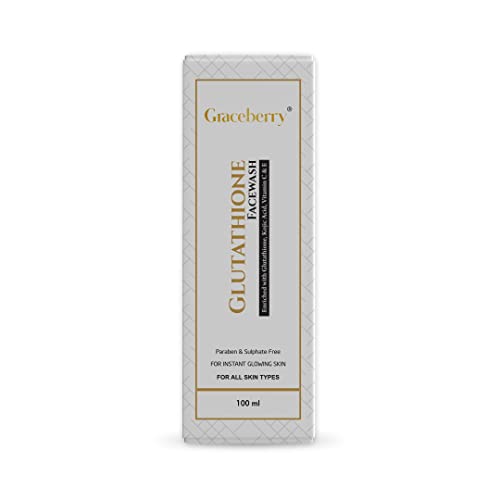 Graceberry Brightening Face Wash with L-Glutathione, Vitamin C & E, Glycolic Acid & Kojic Acid | Gentle Daily Cleanser for Tan Removal, Pigmentation & Uneven Skin Tone | 100ml - Perfect for Morning & Night Skincare Routine, Travel-Friendly Size
