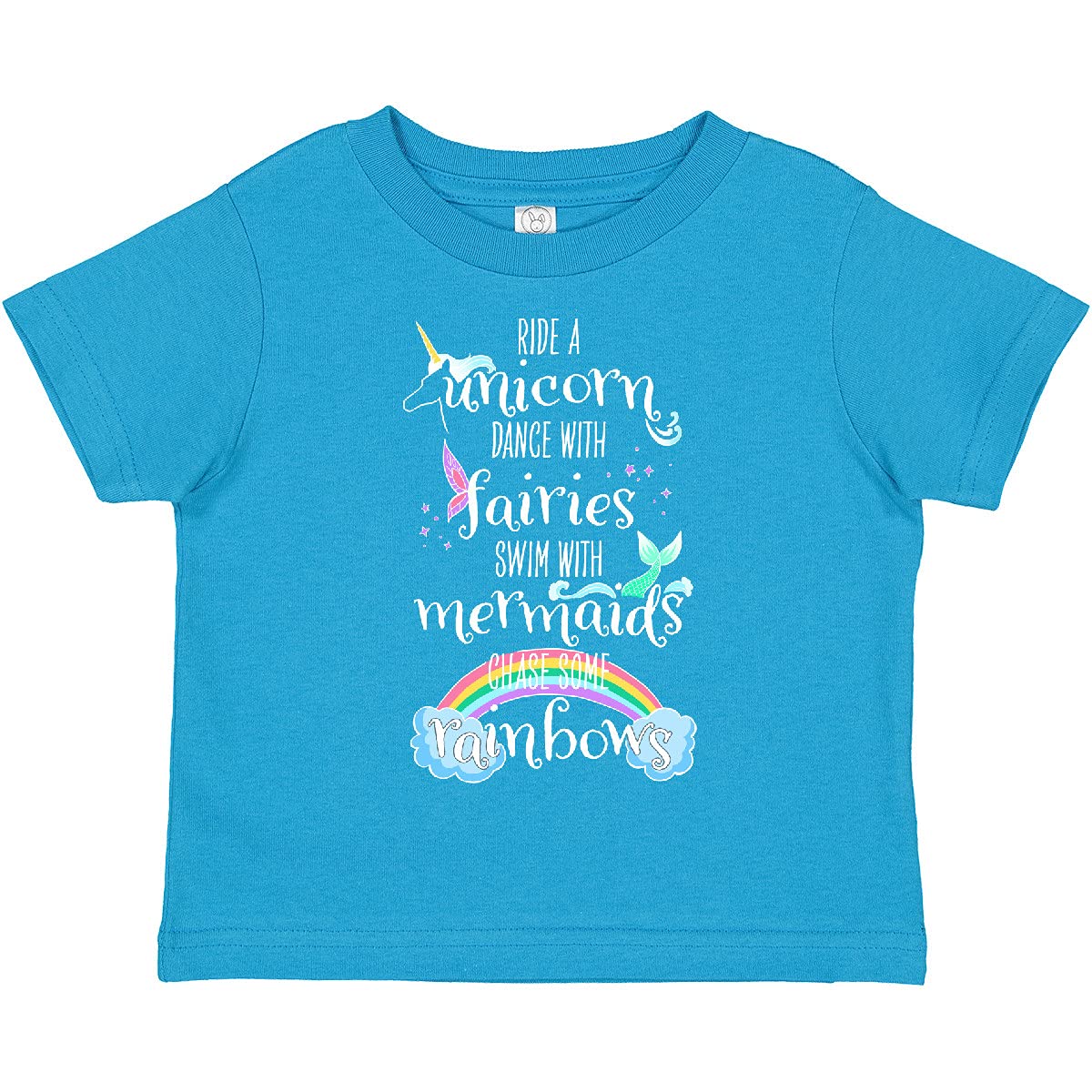 Inktastic Ride a Unicorn Dance with Fairies Swim with Mermaids Toddler T-Shirt - Cute Graphic Tee for Kids, Girls & Boys - Perfect for Birthday Parties, Playdates & Fantasy Dress-Up