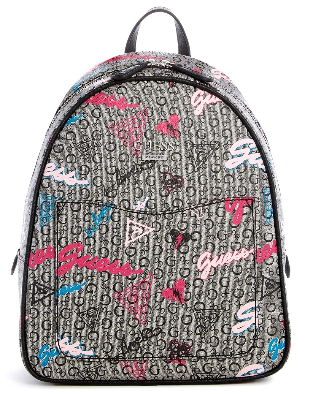 GUESS Women's Stanzler Black Logo Graphic Graffiti Print Backpack - Stylish Laptop Backpack for College, Work & Travel