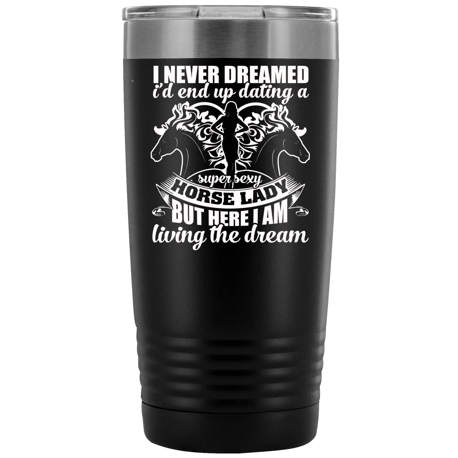 20 oz Stainless Steel Vacuum Insulated Tumbler for Horse Lovers - Double Wall Insulated Travel Mug for Coffee & Tea - Perfect Gift for Equestrians, Riding Enthusiasts - Ideal for Travel, Camping, Hiking, Gym & Outdoor Activities (Black)