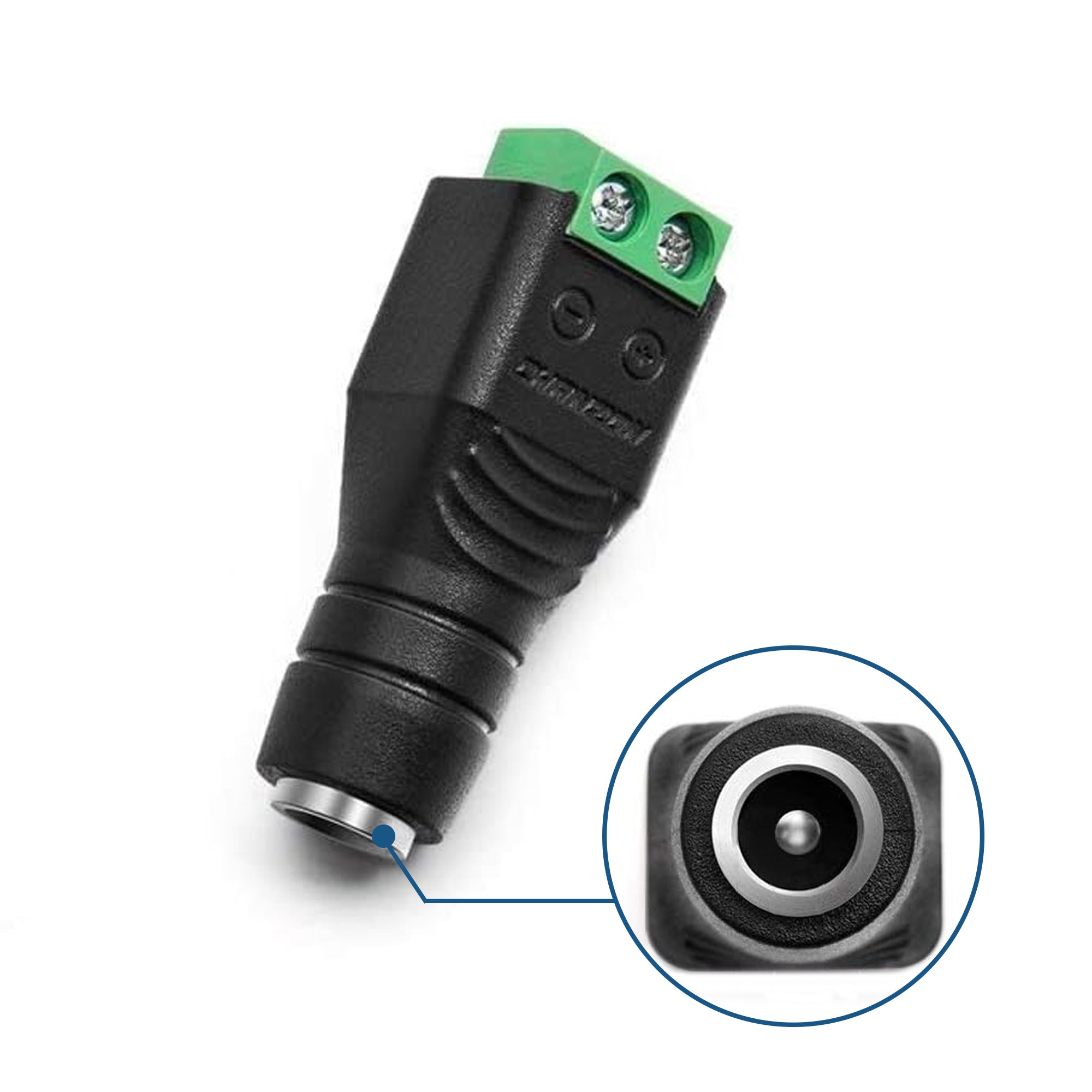 12V DC Power Connector Female 5.5mm x 2.1mm Jack Adapter for CCTV Cameras, LED Strips, Routers & Electronics - Replacement Power Supply Plug