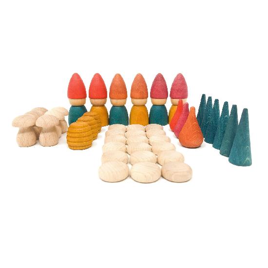 Grapat Wooden Nins Tomtens - Waldorf Inspired Wooden Dolls for Kids | Montessori Toys for Pretend Play & Storytelling | Perfect for Waldorf Education, Sensory Play & Imaginative Play
